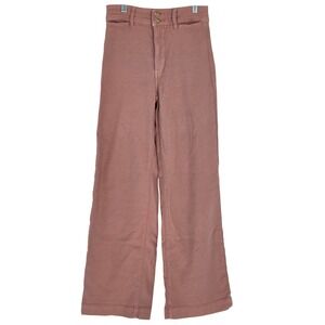 Faherty Women 25 Stretch Terry Harbor Pant Wood Rose Pink High Rise Wide Leg